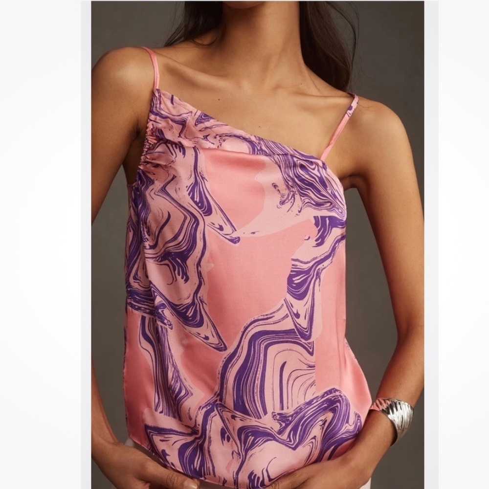 New Equipment Silk Flamingo Pink Purple Tamar Asymmetric Camisole Top Women S